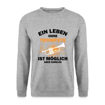Trompete Trompeter - Unisex Pullover - Weißgrau meliert - Vorne - Alina (178cm) & Michal (187cm)