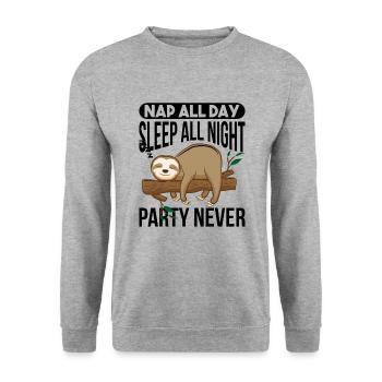 Nap all day sleep all day - Unisex Sweatshirt - salt & pepper - Front - Alina (178cm) & Michal (187cm)