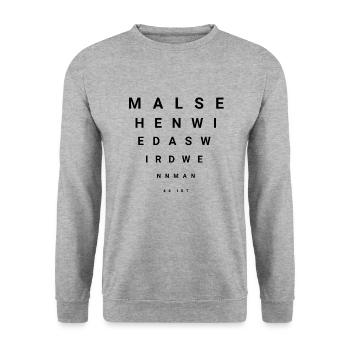 44. Geburtstag 44 Jahre Geschenk Sehtest - Unisex Pullover - Weißgrau meliert - Vorne - Alina (178cm) & Michal (187cm)