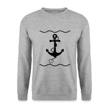 Anchor Maritime Sea Sailing - Unisex Sweatshirt - salt & pepper - Front - Alina (178cm) & Michal (187cm)