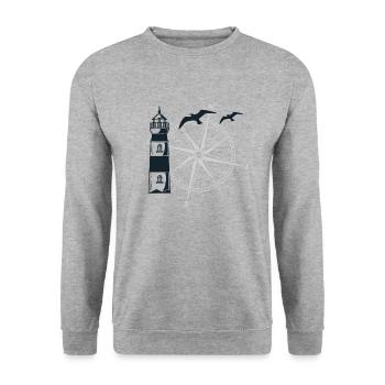 Anchor Windrose Maritime Sea Sailing - Sweat-shirt Unisexe - gris chiné - Devant - Alina (178cm) & Michal (187cm)