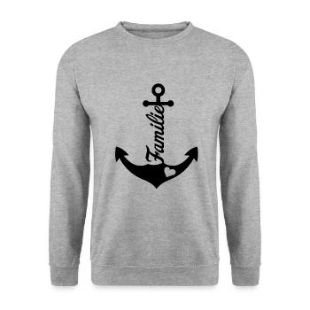 Anker Maritime Meer Segeln - Unisex Pullover - Weißgrau meliert - Vorne - Alina (178cm) & Michal (187cm)