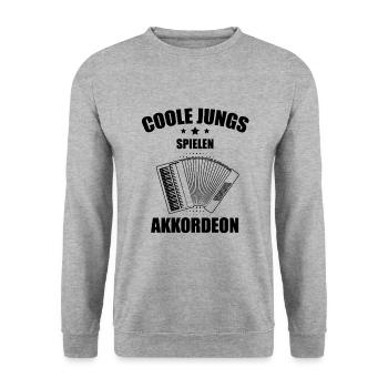 Ziehharmonika Steirische Harmonika Akkordeon - Unisex Pullover - Weißgrau meliert - Vorne - Alina (178cm) & Michal (187cm)