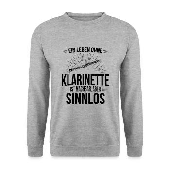 Klarinette Klarinettenspieler Klarinettist - Unisex Pullover - Weißgrau meliert - Vorne - Alina (178cm) & Michal (187cm)