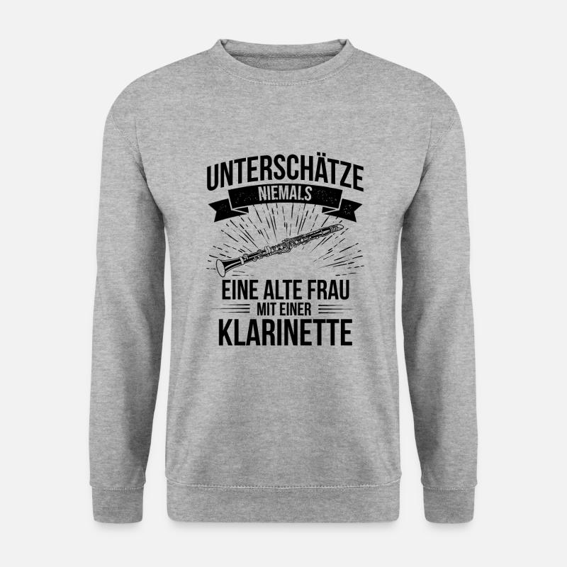 Klarinette Klarinettenspieler Klarinettist - Unisex Pullover - Weißgrau meliert