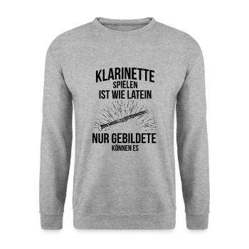Klarinette Klarinettenspieler Klarinettist - Unisex Pullover - Weißgrau meliert - Vorne - Alina (178cm) & Michal (187cm)