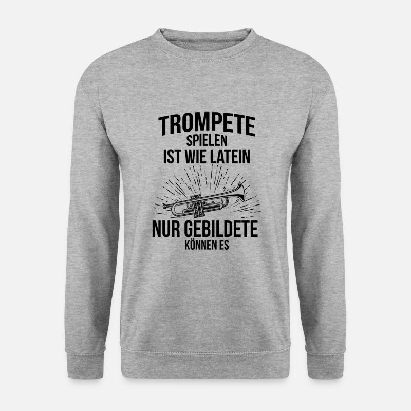 Trompete Trompetenspieler Trompeter - Unisex Pullover - Weißgrau meliert