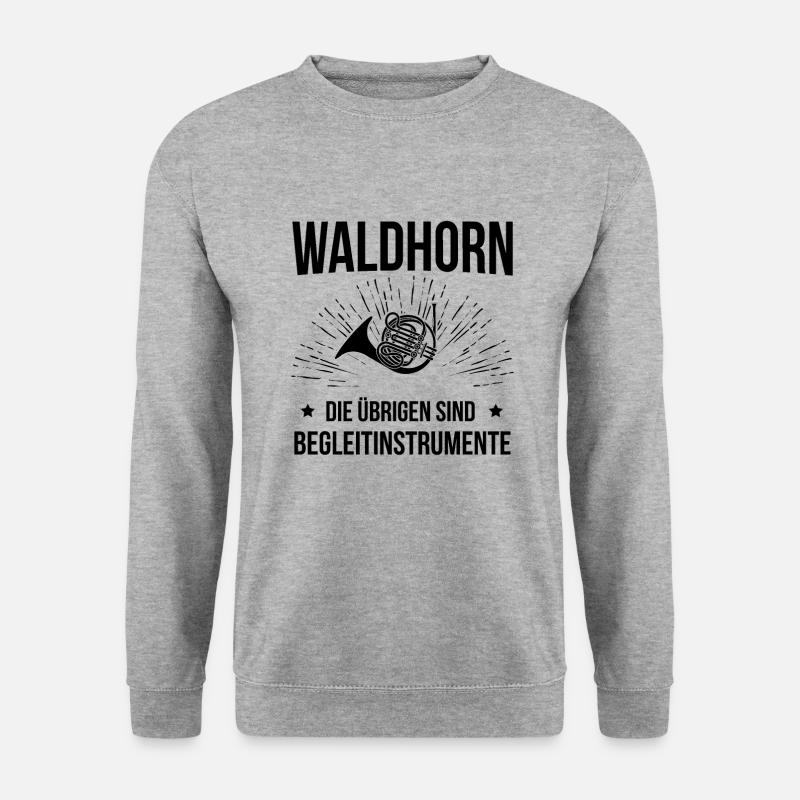 Waldhorn Waldhornspieler Waldhornist - Unisex Pullover - Weißgrau meliert
