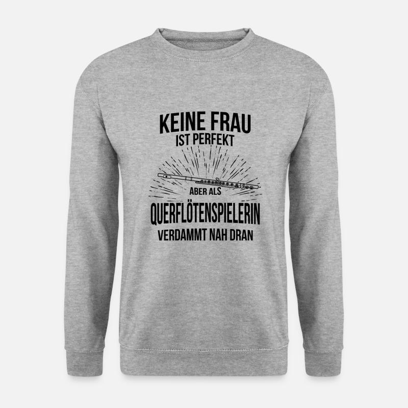 Querflöte Querflötenspieler Querflötist - Unisex Pullover - Weißgrau meliert