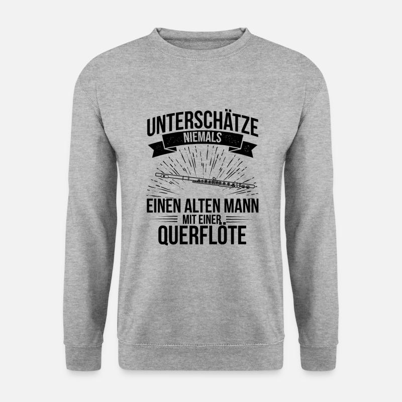 Querflöte Querflötenspieler Querflötist - Unisex Pullover - Weißgrau meliert