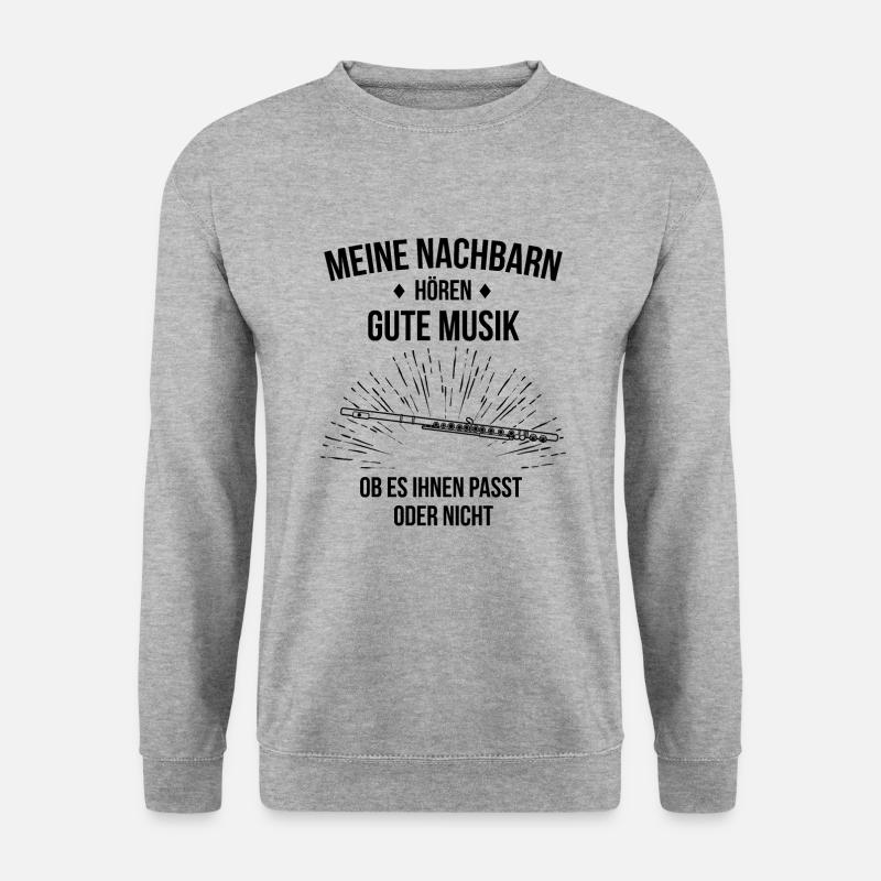 Querflöte Querflötenspieler Querflötist - Unisex Pullover - Weißgrau meliert