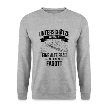 Fagott Fagottspieler Fagottist - Unisex Pullover - Weißgrau meliert - Vorne - Alina (178cm) & Michal (187cm)