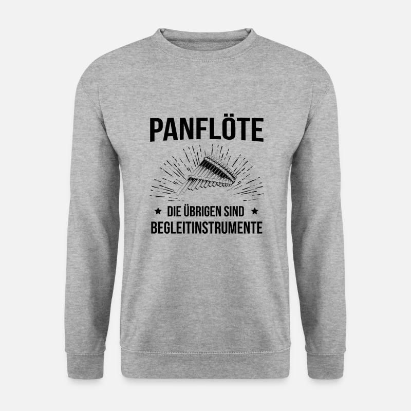 Panflöte Panflötenspieler Panflötist - Unisex Pullover - Weißgrau meliert