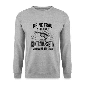 Kontrabass Kontrabassspieler Kontrabassist - Unisex Pullover - Weißgrau meliert - Vorne - Alina (178cm) & Michal (187cm)
