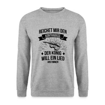 Kontrabass Kontrabassspieler Kontrabassist - Unisex Pullover - Weißgrau meliert - Vorne - Alina (178cm) & Michal (187cm)