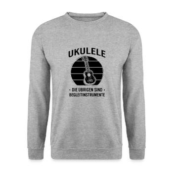 Ukulele Ukulele-Spieler Ukulelist - Unisex Pullover - Weißgrau meliert - Vorne - Alina (178cm) & Michal (187cm)