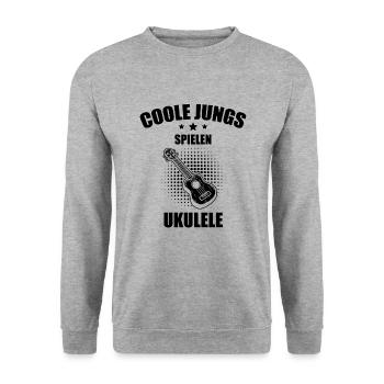Ukulele Ukulele-Spieler Ukulelist - Unisex Pullover - Weißgrau meliert - Vorne - Alina (178cm) & Michal (187cm)