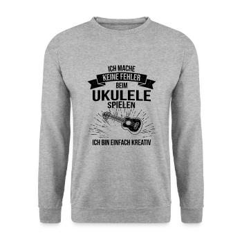 Ukulele Ukulele-Spieler Ukulelist - Unisex Pullover - Weißgrau meliert - Vorne - Alina (178cm) & Michal (187cm)