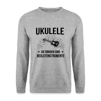 Ukulele Ukulele-Spieler Ukulelist - Unisex Pullover - Weißgrau meliert - Vorne - Alina (178cm) & Michal (187cm)