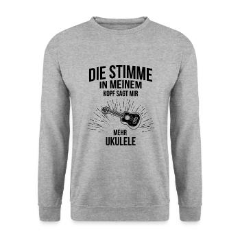 Ukulele Ukulele-Spieler Ukulelist - Unisex Pullover - Weißgrau meliert - Vorne - Alina (178cm) & Michal (187cm)