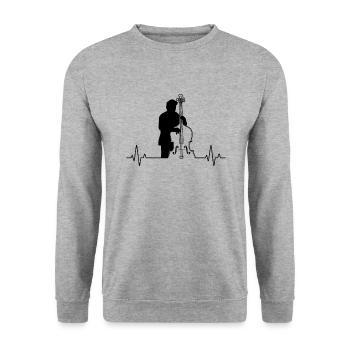 Double bass Double bass player Double bass player - Unisex Sweatshirt - salt & pepper - Front - Alina (178cm) & Michal (187cm)