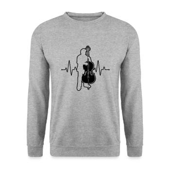 Double bass Double bass player Double bass player - Unisex Sweatshirt - salt & pepper - Front - Alina (178cm) & Michal (187cm)