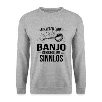 Banjo Banjospieler Banjoist - Unisex Pullover - Weißgrau meliert - Vorne - Alina (178cm) & Michal (187cm)