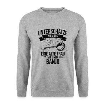 Banjo Banjospieler Banjoist - Unisex Pullover - Weißgrau meliert - Vorne - Alina (178cm) & Michal (187cm)