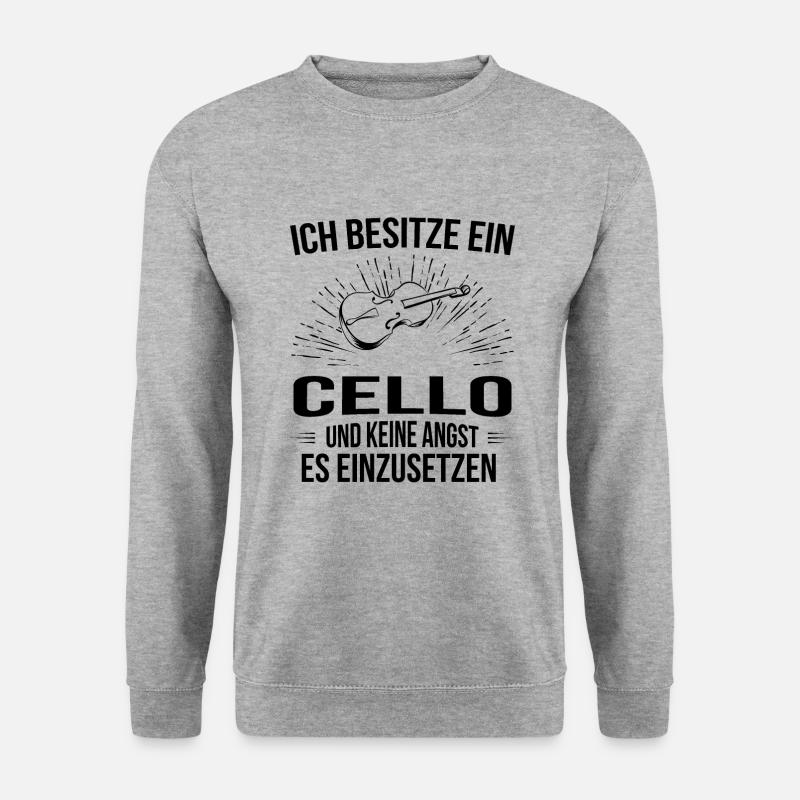 Cello Cellospieler Cellist - Unisex Pullover - Weißgrau meliert