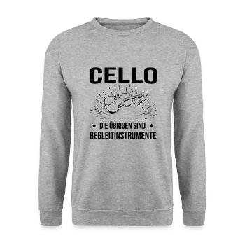 Cello Cellospieler Cellist - Unisex Pullover - Weißgrau meliert - Vorne - Alina (178cm) & Michal (187cm)