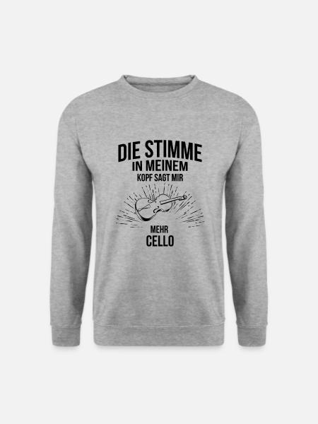 Cello Cellospieler Cellist - Unisex Pullover - Weißgrau meliert