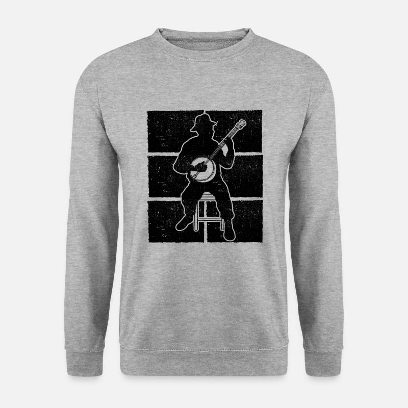 Banjo Banjospieler Banjoist - Unisex Pullover - Weißgrau meliert