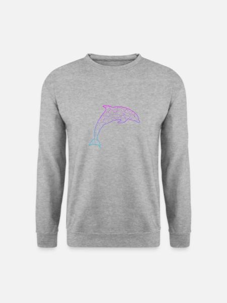 Delfin dolphin - Unisex Pullover - Weißgrau meliert