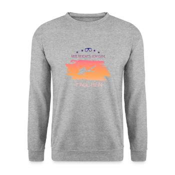 Tauchen Diving Mir reichts Spruch für Taucher - Unisex Pullover - Weißgrau meliert - Vorne - Alina (178cm) & Michal (187cm)