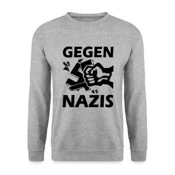 Gegen nazis faust Punch hakenkreuz - Unisex Pullover - Weißgrau meliert - Vorne - Alina (178cm) & Michal (187cm)