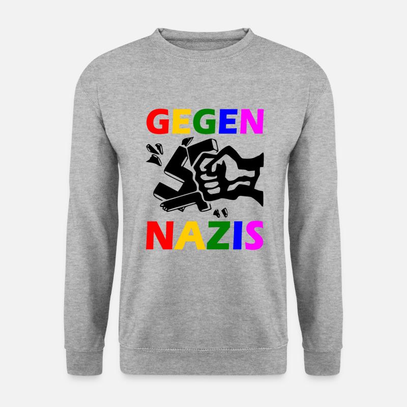 Gegen nazis - Unisex Pullover - Weißgrau meliert