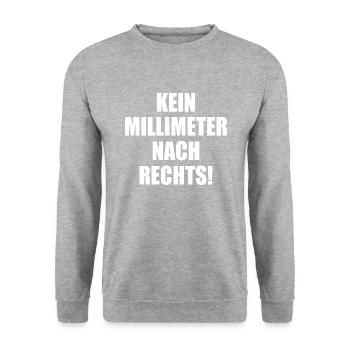 kein millimeter nach rechts - Unisex Pullover - Weißgrau meliert - Vorne - Alina (178cm) & Michal (187cm)
