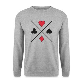 Cartes de poker Icône Cross Cross Spades Heart Check - Sweat-shirt Unisexe - gris chiné - Devant - Alina (178cm) & Michal (187cm)