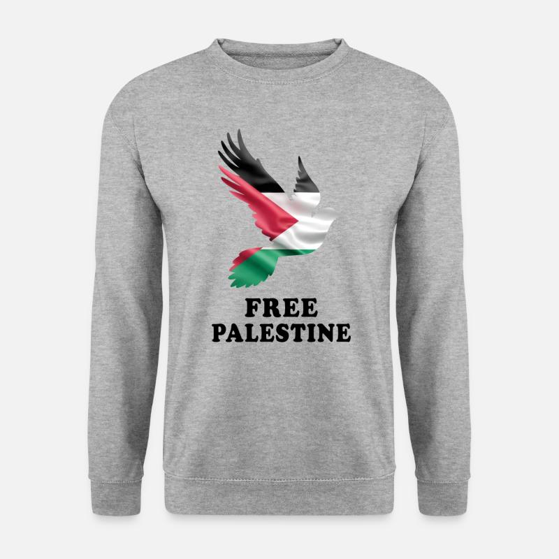 Freies Palästina mit Taube - Unisex Pullover - Weißgrau meliert