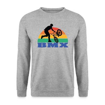 Roue BMX | BMX conducteur | BMX Course - Sweat-shirt Unisexe - gris chiné - Devant - Alina (178cm) & Michal (187cm)