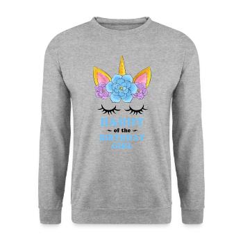 Unicorn Daddy of the Birthday Girl - Unisex Sweatshirt - salt & pepper - Front - Alina (178cm) & Michal (187cm)