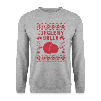 Jingle My Balls Moche Noël - Sweat-shirt Unisexe - gris chiné - Devant - Alina (178cm) & Michal (187cm)
