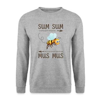 Sum Sum Biene Mus Mus Vorwärtsgang Rückwärtsgang - Unisex Pullover - Weißgrau meliert - Vorne - Alina (178cm) & Michal (187cm)
