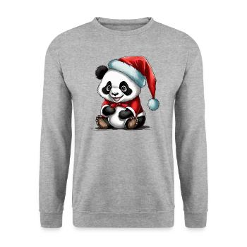 Adorable Panda de Noël - Sweat-shirt Unisexe - gris chiné - Devant - Alina (178cm) & Michal (187cm)