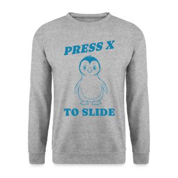 press x to slide Geschenk - Unisex Pullover - Weißgrau meliert - Vorne - Alina (178cm) & Michal (187cm)