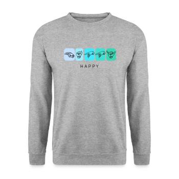 happy - DGS Streetwear - Sweat-shirt Unisexe - gris chiné - Devant - Alina (178cm) & Michal (187cm)