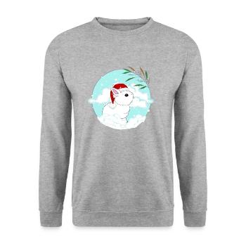 Doux lapin de Noël avec casquette de Noël Winte de Noël - Sweat-shirt Unisexe - gris chiné - Devant - Alina (178cm) & Michal (187cm)