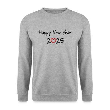 Happy New Year 2025 Heart - Unisex Pullover - Weißgrau meliert - Vorne - Alina (178cm) & Michal (187cm)