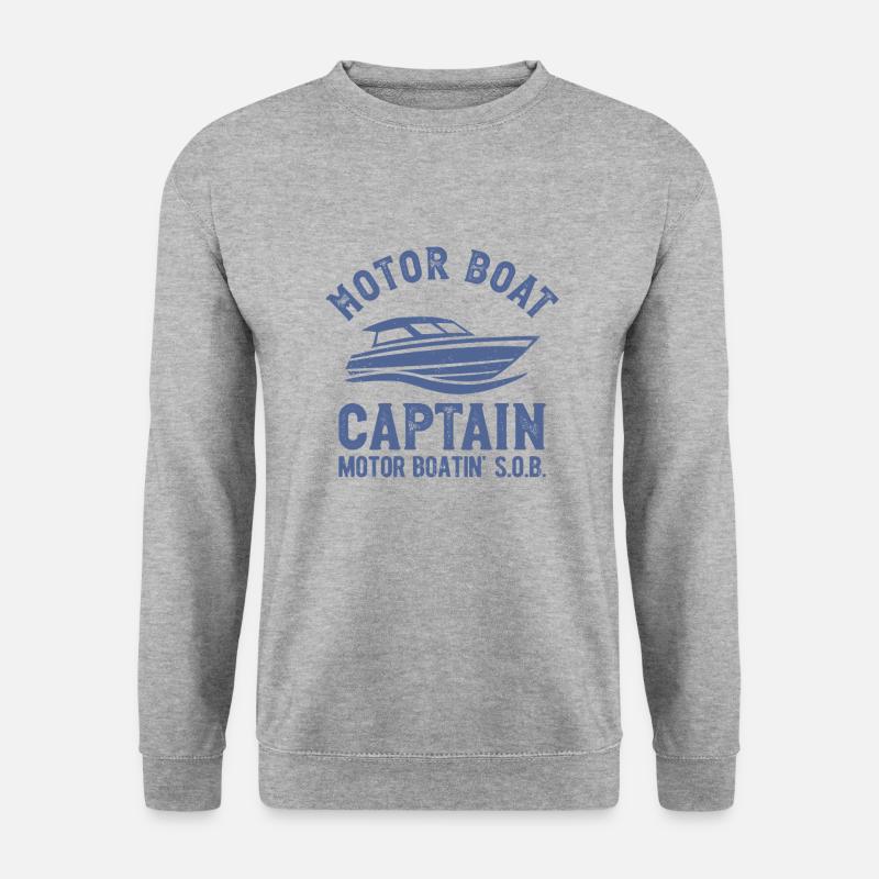 Motorboot Kapitän Motorbootfahren - Unisex Pullover - Weißgrau meliert