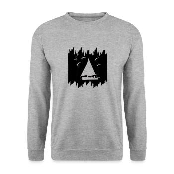 Segeln Segler - Unisex Pullover - Weißgrau meliert - Vorne - Alina (178cm) & Michal (187cm)